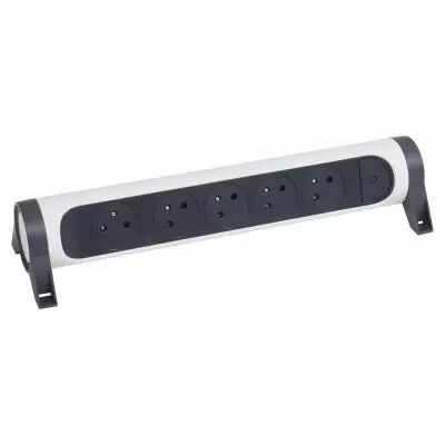 rallonge 5x2p+t surface avec interrupteur sans cordon - blanc/gris fonc� (049467)