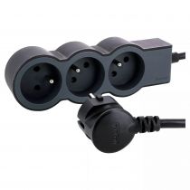 rallonge 3x2p+t avec cordon 1,5m 3g 1mm² - noir/gris foncé (049472)
