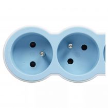 rallonge 3x2p+t avec cordon 1,5m 3g 1mm² - blanc/bleu (049474)