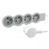 rallonge 4x2p+t avec cordon 1,5m 3g 1mm² - blanc/gris clair (049475)