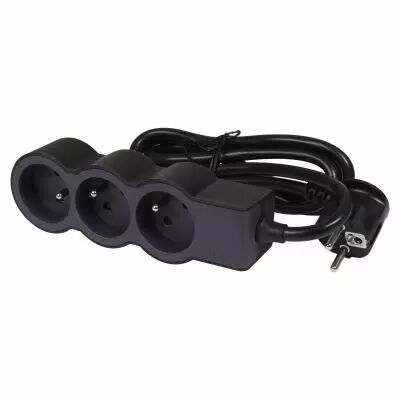 rallonge 3x2p+t avec cordon 3m 3g 1,5mm� - noir/gris fonc� (049489)