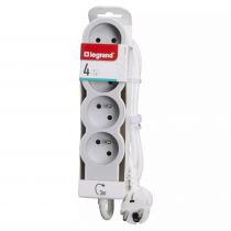 rallonge 4x2p+t avec cordon 3m 3g 1,5mm² - blanc/gris clair (049490)