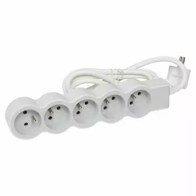 rallonge 5x2p+t avec cordon 3m 3g 1,5mm� - blanc/gris clair (049492)