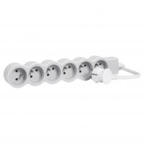 rallonge 6x2p+t avec cordon 3m 3g 1,5mm² - blanc/gris clair (049494)