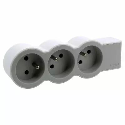 rallonge extra-plate 3x2p+t � c�bler - blanc/gris clair (049496)