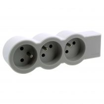 rallonge extra-plate 3x2p+t à câbler - blanc/gris clair (049496)