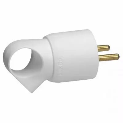 fiche plastique 2p+t 16a � anneau avec �tiquette avec gencod - blanc (050103)