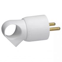 fiche plastique 2p+t 16a à anneau avec étiquette avec gencod - blanc (050103)