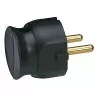 fiche plastique 2p 16a extra-plate � sortie lat�rale - noir (050184)