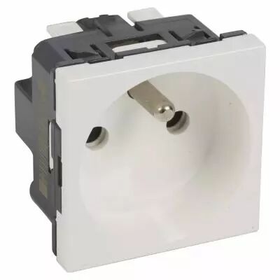 prise de courant 2p+t mosaic 2 modules connexion bornes automatiques - blanc (077111)