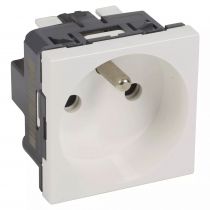 prise de courant 2p+t mosaic 2 modules connexion bornes automatiques - blanc (077111)