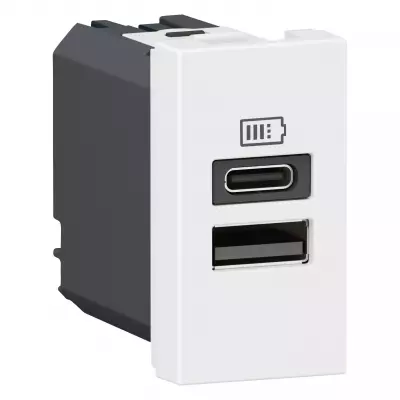 prise usb type-a+type-c 3a mosaic - 1 module blanc pour poste de travail (077670l)