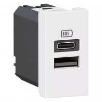 prise usb type-a+type-c 3a mosaic - 1 module blanc pour poste de travail (077670l)