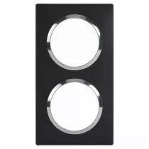 plaque carrée dooxie 2 postes finition noir bague chromé (600896)