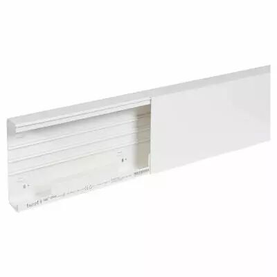 goulotte distribution viadis 200x60mm-fond+couvercle-1 compart-longueur 2m-blanc (16540)