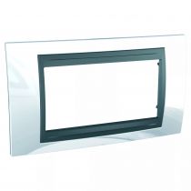unica top - plaque de finition - 4 mod. hor. 45mm - blanc techno liseré graphite (mgu66.104.292)