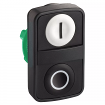 harmony tête bt-pous double touche - ø22 - blanc + noir - e - s - ip66, ip69 k (zb5aa7121)