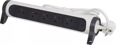 legrand-rallonge 5x2p+t surface avec interrupteur et cordon 1,5m 3g 1mm� - blanc/gris (049450)