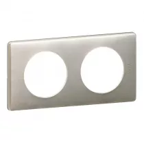 legrand-plaque c&eacute;liane m&eacute;tal 2 postes - finition titane (068902)