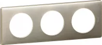 legrand-plaque c&eacute;liane m&eacute;tal 3 postes - finition titane (068903)