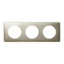 legrand-plaque c&eacute;liane m&eacute;tal 3 postes - finition titane (068903)