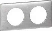 legrand-plaque c&eacute;liane m&eacute;tal 2 postes - finition aluminium (068922)