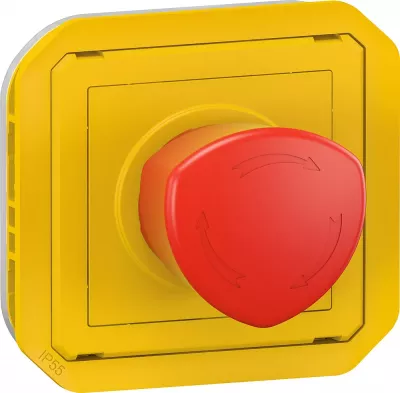 legrand-coup de poing d'urgence d�verrouillage 1/4 tour plexo composable jaune (069549l)