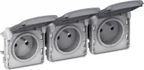 legrand-triple prise 2p+t pr&eacute;c&acirc;bl&eacute;es horizontale plexo composable ip55 16a 250v - gris (069564)