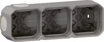 legrand-bo&icirc;tier saillie &agrave; embouts 3 postes horizontaux et verticaux plexo gris (069680l)