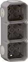 legrand-bo&icirc;tier saillie &agrave; embouts 3 postes horizontaux et verticaux plexo gris (069680l)