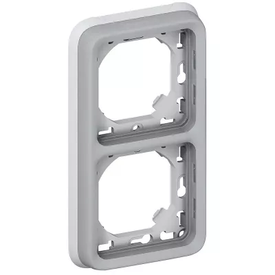legrand-support plaque �tanche 2 postes verticaux plexo composable ip55 - gris (069685)