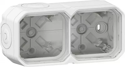 legrand-bo�tier saillie � embouts 2 postes horizontaux et verticaux plexo blanc (069690l)