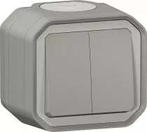 legrand-commande double interrupteur ou poussoir plexo complet saillie gris (069715l)