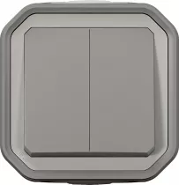 legrand-commande double interrupteur ou poussoir plexo complet saillie gris (069715l)