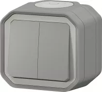 legrand-commande double interrupteur ou poussoir plexo complet saillie gris (069715l)