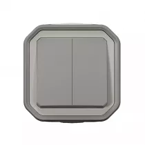 legrand-commande double interrupteur ou poussoir plexo complet saillie gris (069715l)