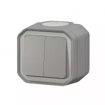 legrand-commande double interrupteur ou poussoir plexo complet saillie gris (069715l)