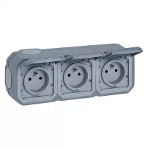 legrand-triple prise de courant pr&eacute;c&acirc;bl&eacute;e plexo - complet gris (069763l)