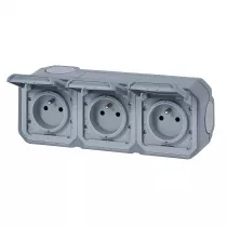 legrand-triple prise de courant pr&eacute;c&acirc;bl&eacute;e plexo - complet gris (069763l)