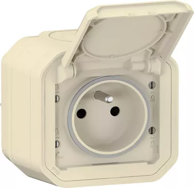 legrand-prise de courant 2p+t plexo complet saillie sable (069776l)
