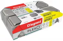 legrand-lot de 3 prises + 2 va-et-vient + commande double plexo complet saillie - gris (069792l)