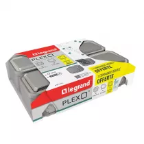 legrand-lot de 3 prises + 2 va-et-vient + commande double plexo complet saillie - gris (069792l)