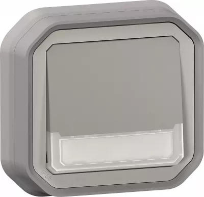 legrand-poussoir no-nf lumineux porte-�tiquette plexo complet encastr� gris (069824l)