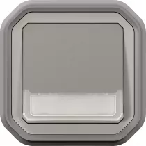 legrand-poussoir no-nf lumineux porte-&eacute;tiquette plexo complet encastr&eacute; gris (069824l)