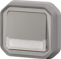legrand-poussoir no-nf lumineux porte-&eacute;tiquette plexo complet encastr&eacute; gris (069824l)