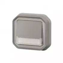 legrand-poussoir no-nf lumineux porte-&eacute;tiquette plexo complet encastr&eacute; gris (069824l)