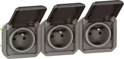 legrand-prise de courant 3x2p+t horizontale plexo composable anthracite (069844l)