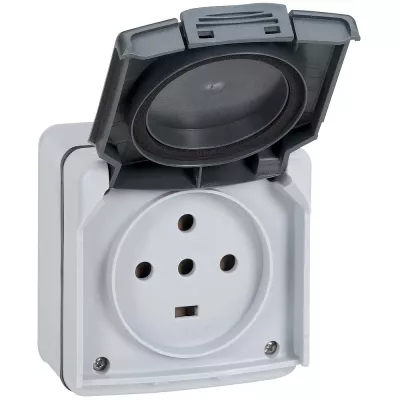 legrand-prise de courant de puissance saillie �tanche - 20a - 4 alv�oles - gris (091437)