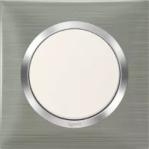 legrand-plaque carr&eacute;e dooxie 1 poste finition effet inox bross&eacute; (600871)