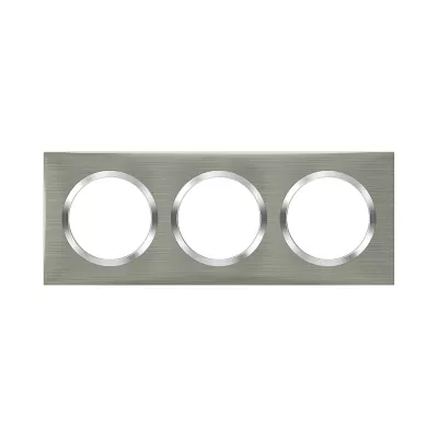 legrand-plaque carr�e dooxie 3 postes finition effet inox bross� (600873)